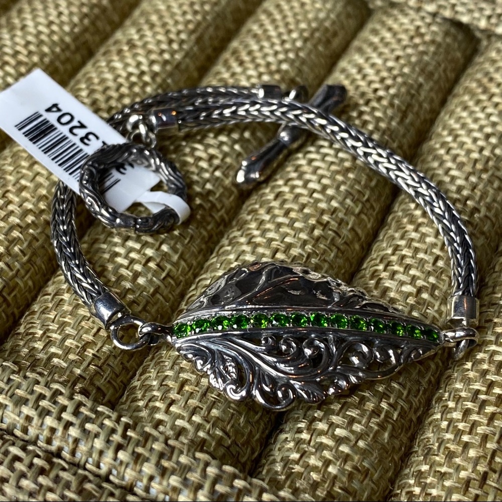 Bali Russian Diopside Birch Leaf Bracelet